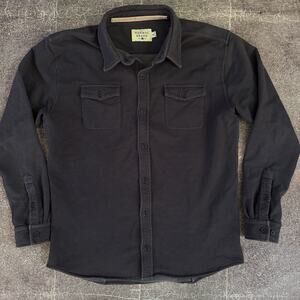 Men's The Normal Brand Textured Knit Navy Blue Long Sleeve Polo Dress Shirt Sz M